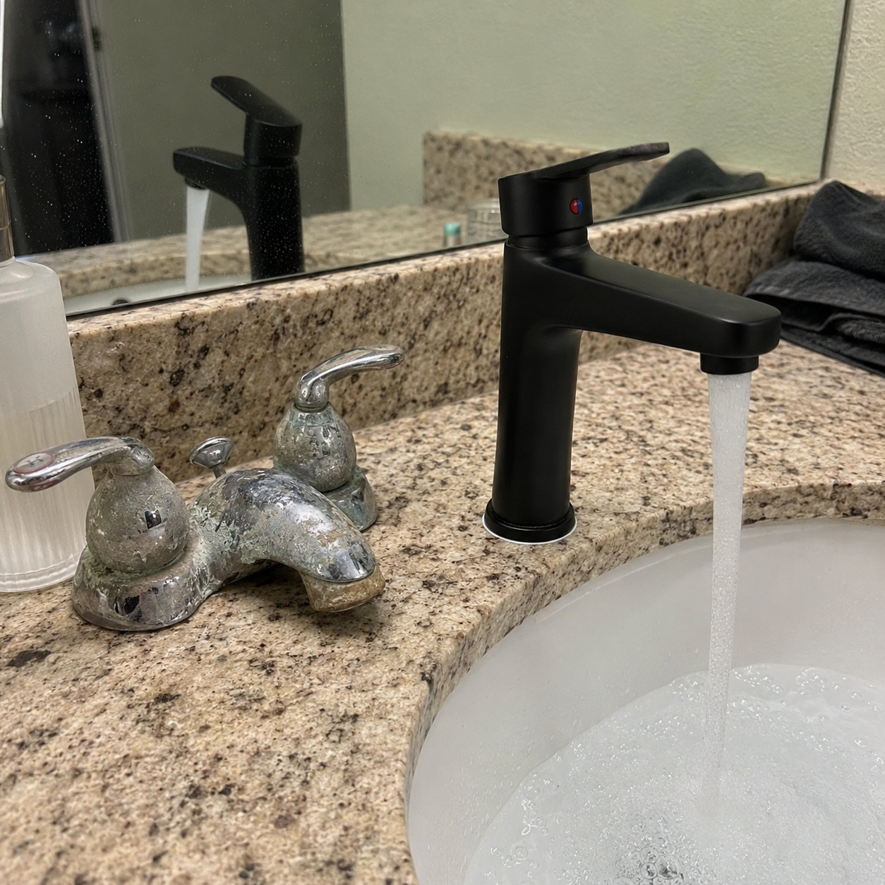 Before and after plumbing fixture install in Golden Valley AZ by Handyman by JJR