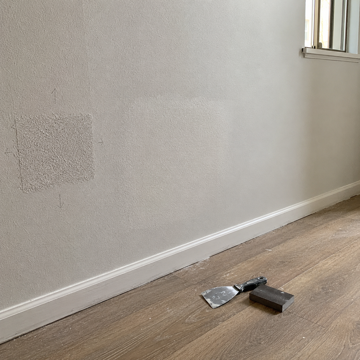 Before and after drywall patch and texture project in Mojave Valley AZ by Handyman by JJR